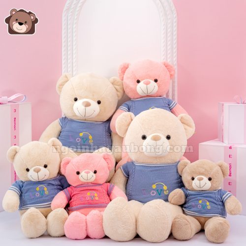 Gấu Bông Teddy Len Love Cầu Vồng