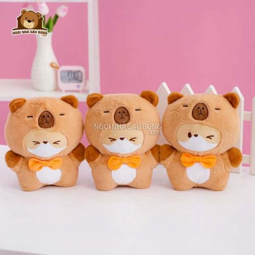 Chuột Capybara Cosplay Corgi Đeo Nơ