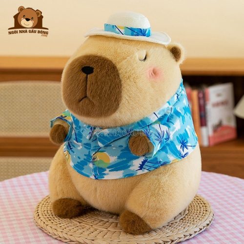 Capybara Mặc Áo Hawaii Đi Biển