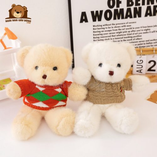 Gấu Bông Teddy Lông Xù Áo Len