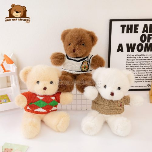 Gấu Bông Teddy Lông Xù Áo Len