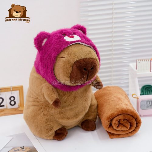 Gối Chăn Mền Chuột Cappybara Cosplay Gấu Dâu Lotso