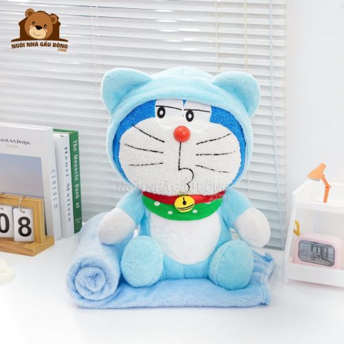 Gối Chăn Mền Doraemon Xanh