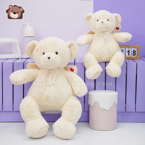 Gấu Bông Teddy Thiên Thần Trắng Đeo Nơ