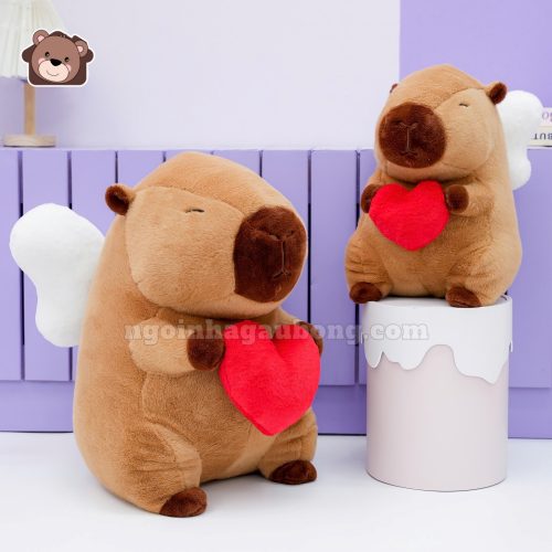 Gấu Bông Capybara Thiên Thần Ôm Tim