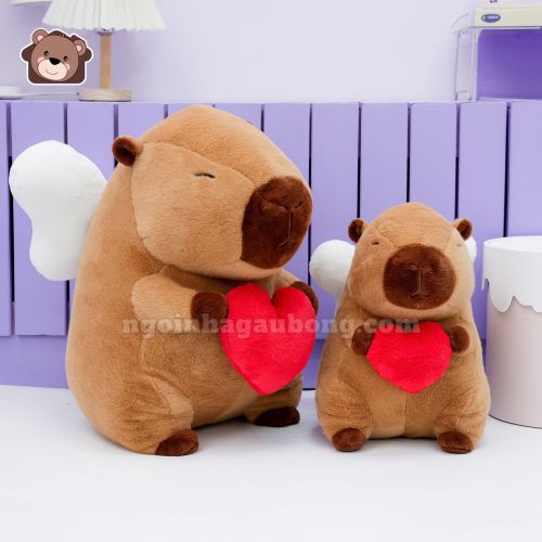 Gấu Bông Capybara Thiên Thần Ôm Tim