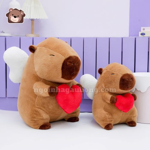 Gấu Bông Capybara Thiên Thần Ôm Tim