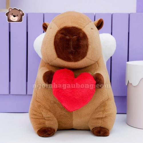 Gấu Bông Capybara Thiên Thần Ôm Tim