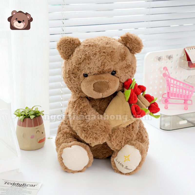 Gấu Bông Boo Đội Mũ Hoa