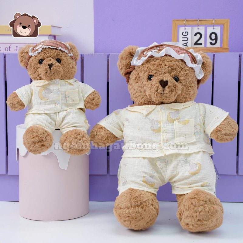 Gấu Bông Mặc Bộ Ngủ Bịt Mắt