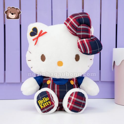 Hello Kitty Váy Kẻ Chân Thêu