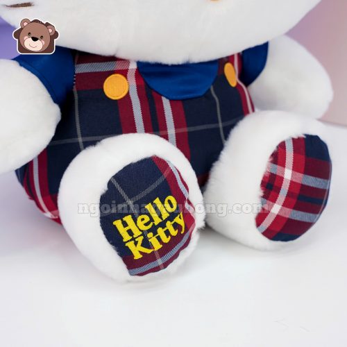 Hello Kitty Váy Kẻ Chân Thêu