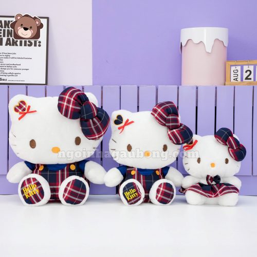 Hello Kitty Váy Kẻ Chân Thêu