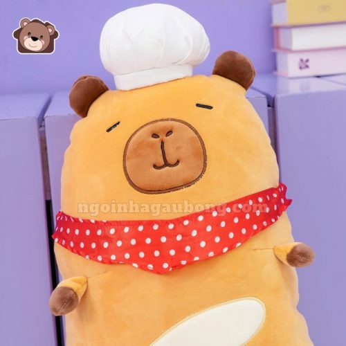 Gấu Bông Capybara Bánh Mỳ Pháp Quàng Khăn Đỏ