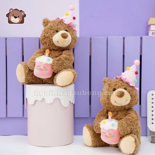 Gấu Lazy Ôm Bánh Sinh Nhật