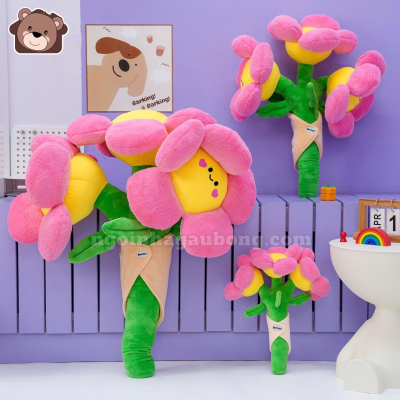 Bó Hoa Bông Mặt Cười Vải Lông