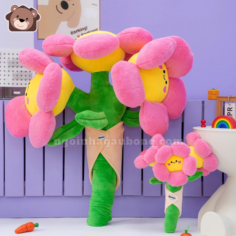 Bó Hoa Bông Mặt Cười Vải Lông