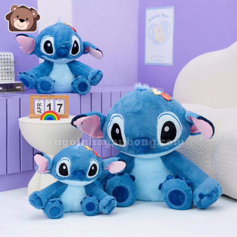 stitch ngồi đội hoa