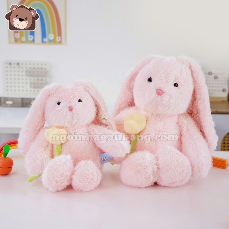 Thỏ Bông Cầm Cành Hoa
