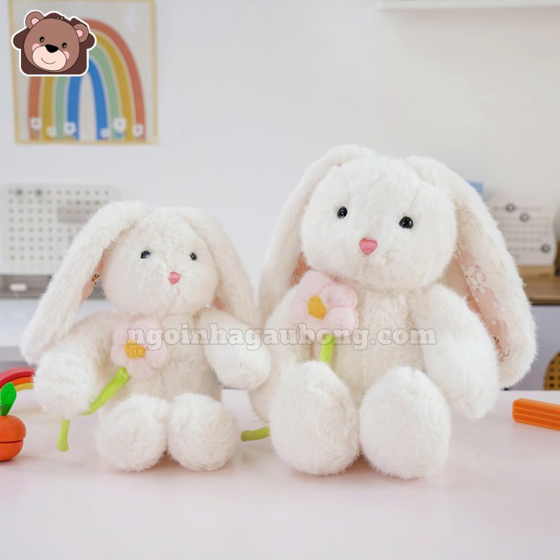 Thỏ Bông Cầm Cành Hoa