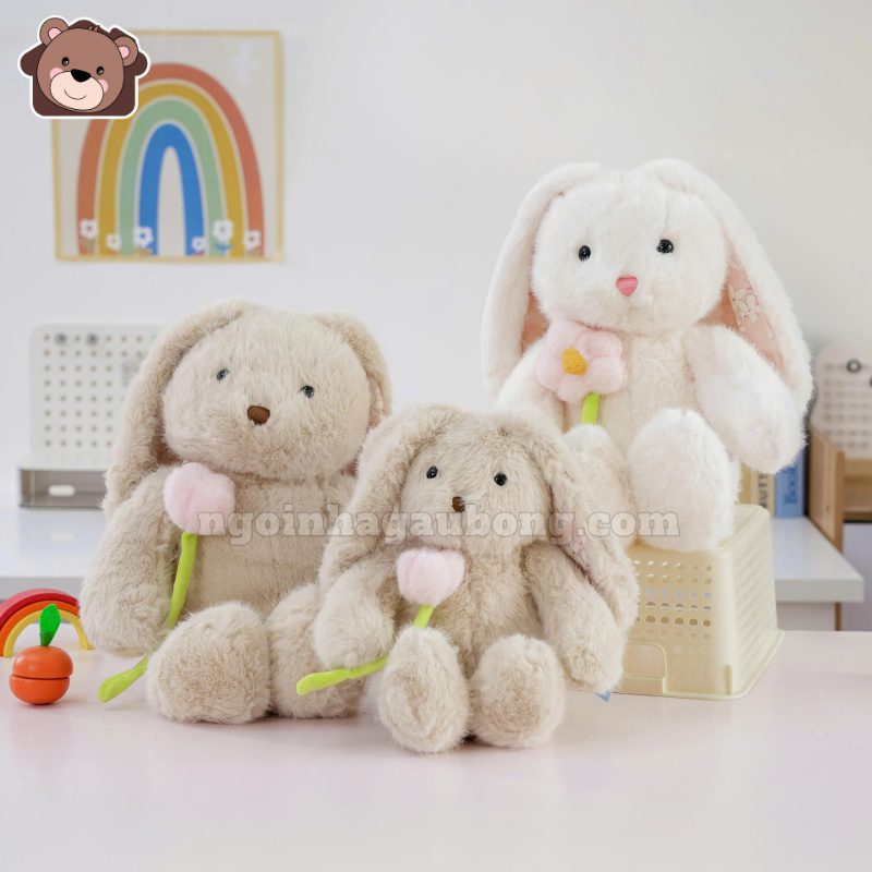 Thỏ Bông Cầm Cành Hoa