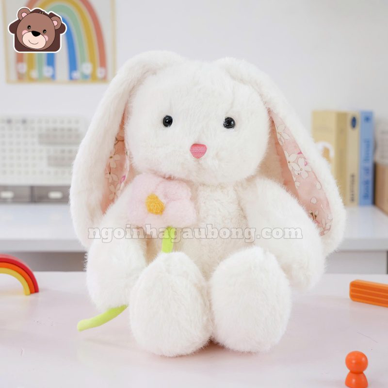 Thỏ Bông Cầm Cành Hoa