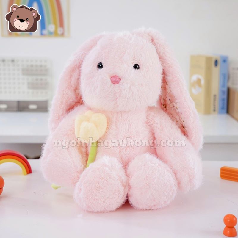 Thỏ Bông Cầm Cành Hoa
