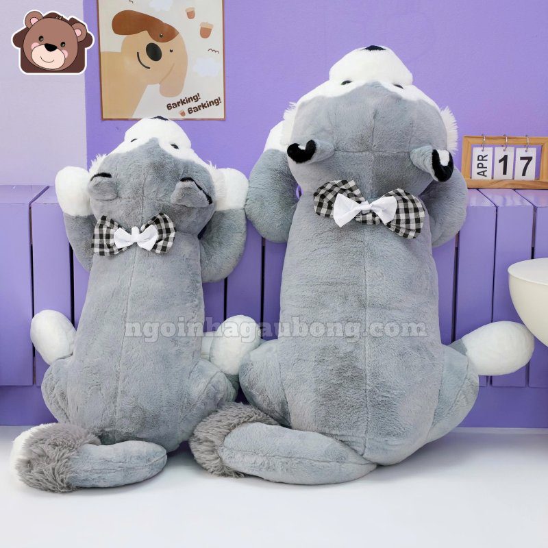 Gối Ôm Husky Nơ Caro