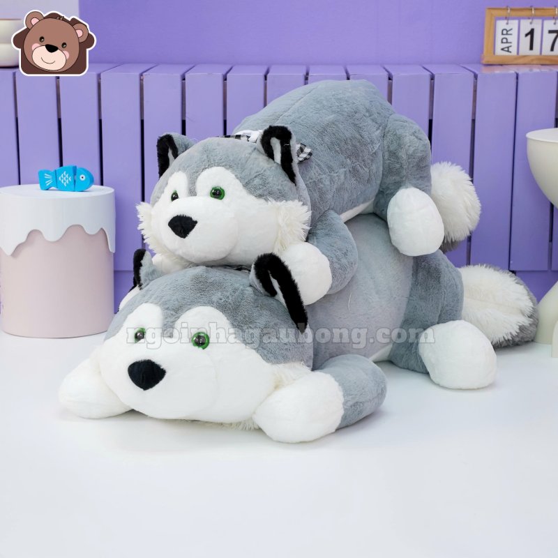 gối ôm husky nơ caro