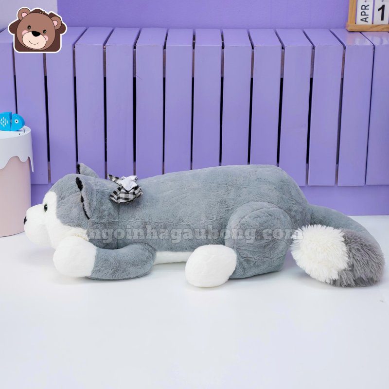 gối ôm husky nơ caro