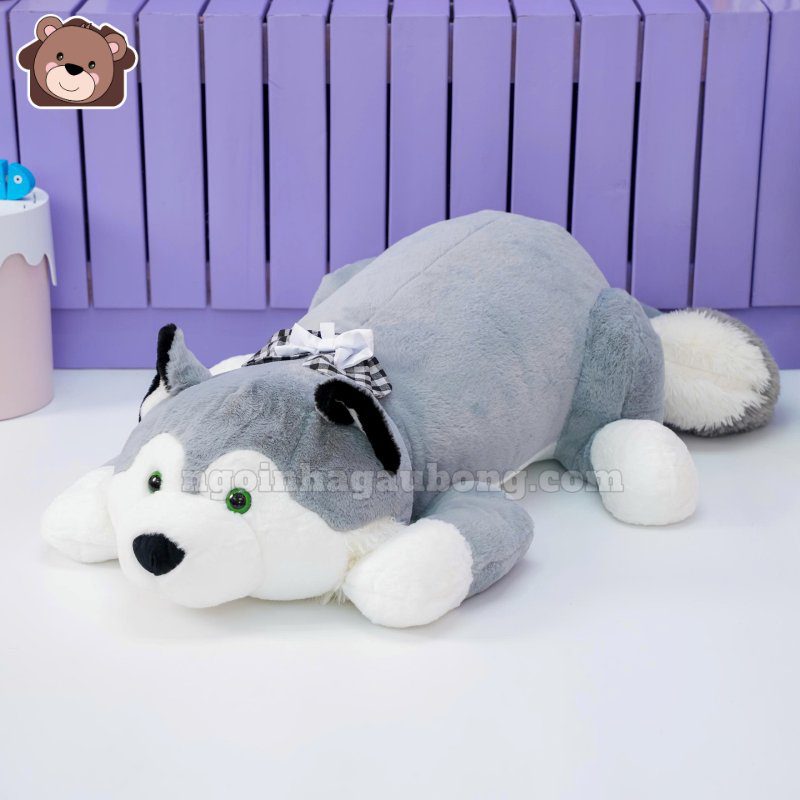 gối ôm husky nơ caro