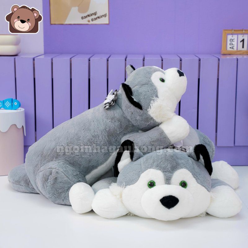 gối ôm husky nơ caro