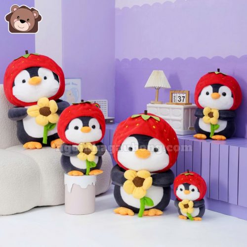 Cánh Cụt Bông Mũ Dâu Cầm Hoa