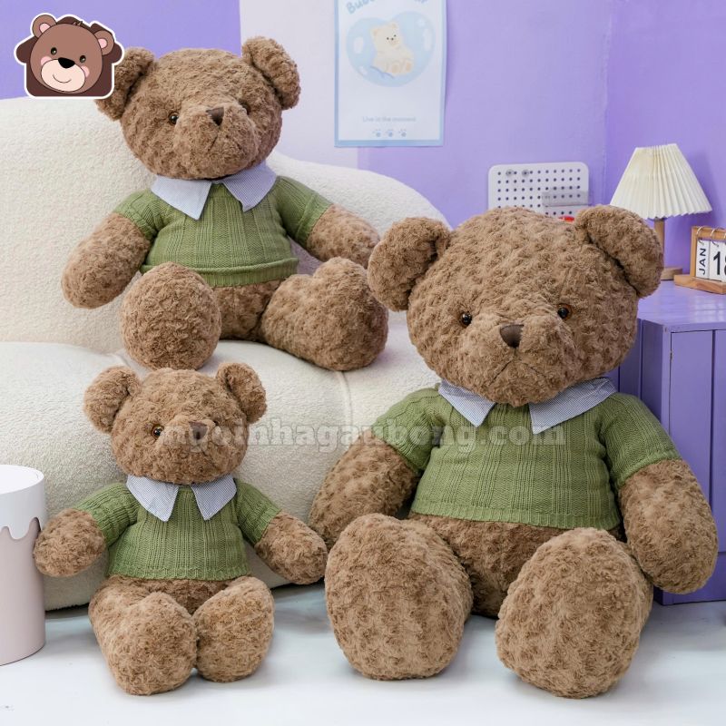 Gấu Bông Teddy Áo Len Cổ Kẻ