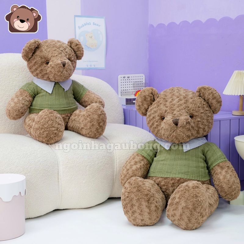 Gấu Bông Teddy Áo Len Cổ Kẻ