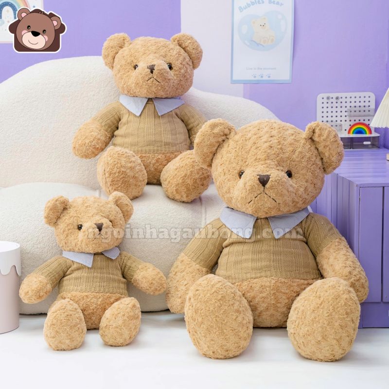 Gấu Bông Teddy Áo Len Cổ Kẻ