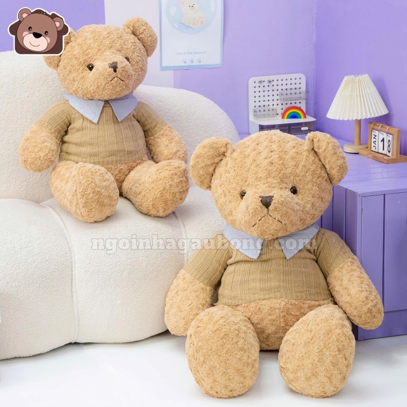 Gấu Bông Teddy Áo Len Cổ Kẻ